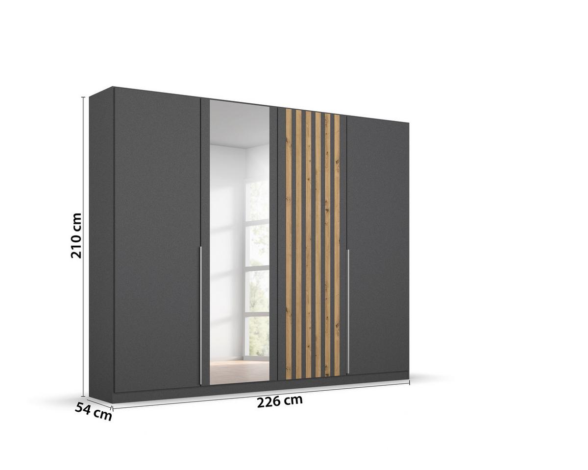 Drehtürenschrank 226 cm Lamella Grau/Eiche Dekor - Eiche Artisan/Grau, MODERN, Holzwerkstoff (226/210/54cm) - Rauch Möbel