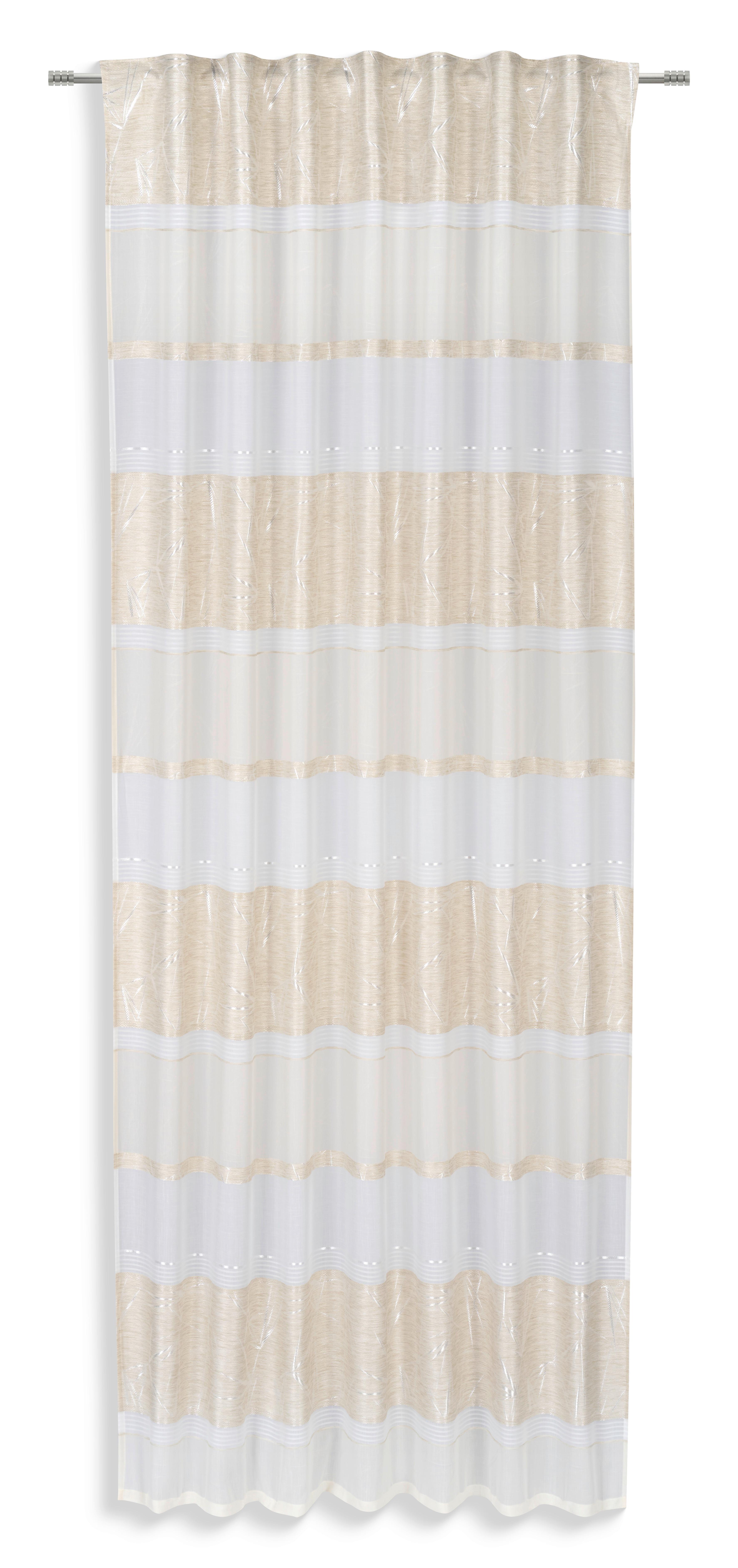 Fertigvorhang Miriam - Beige/Weiß, MODERN, Textil (140/245cm) - Luca Bessoni