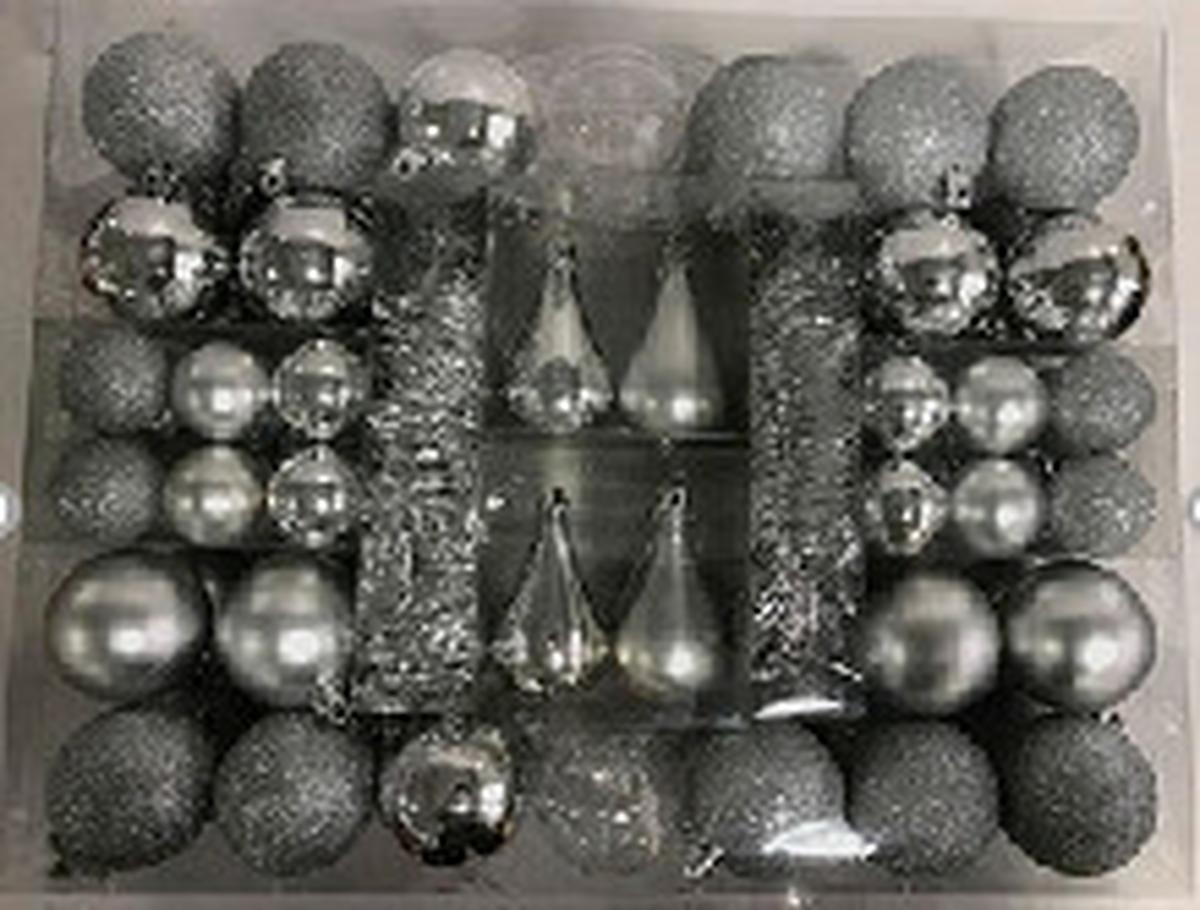 Sada vianočných gulí 90-dielna sada - strieborná, plast (1/1/1cm) - Modern Living