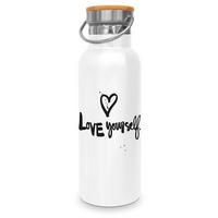 TERMOSKA NA NÁPOJE LOVE YOURSELF - bílá/černá, kov (22,5cm)