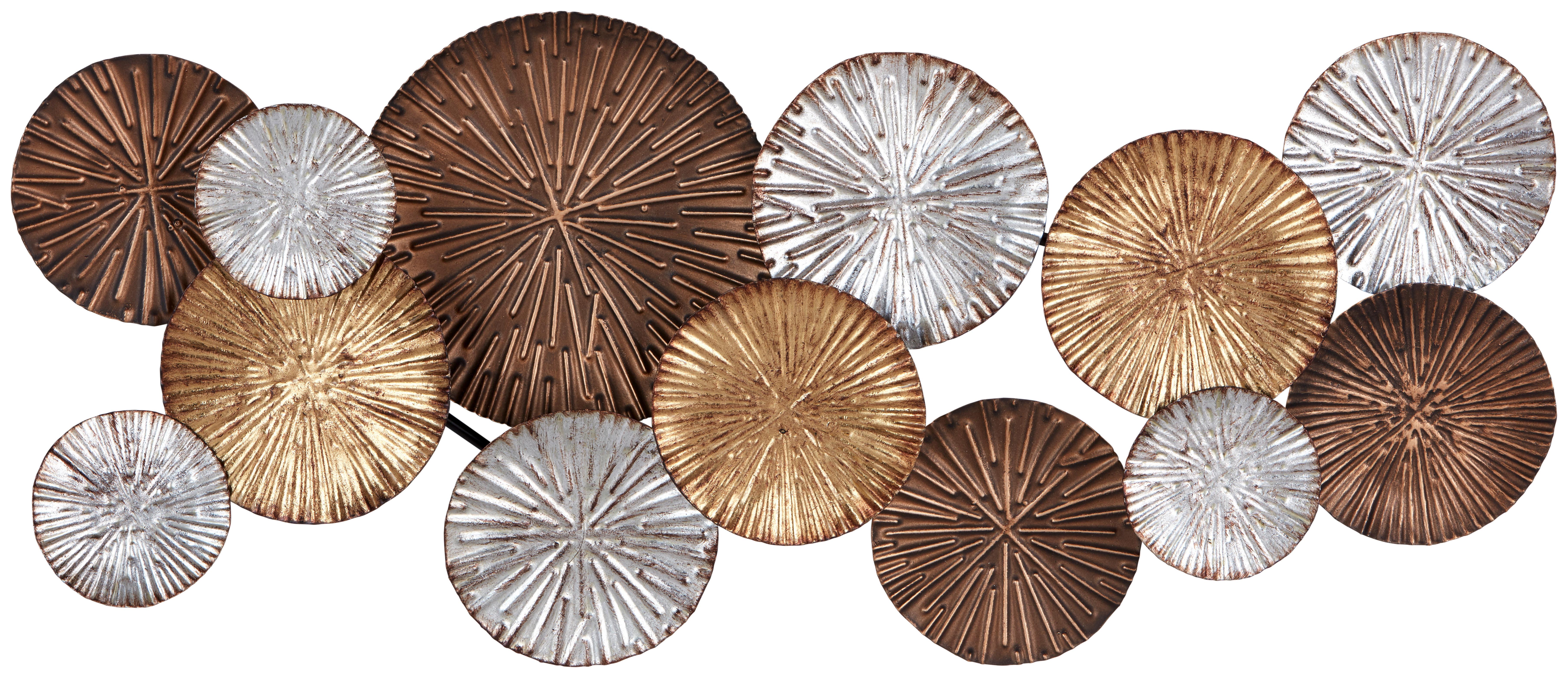 Wanddeko Cal Metall Silber/Gold/Braun 70/30 cm - Dunkelbraun/Silberfarben, Basics, Metall (70/30cm) - Luca Bessoni