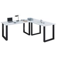 Eckschreibtisch Lona 190x190cm Weiß/Schwarz - Schwarz/Weiß, MODERN, Holzwerkstoff/Metall (190/190/76cm) - MID.YOU