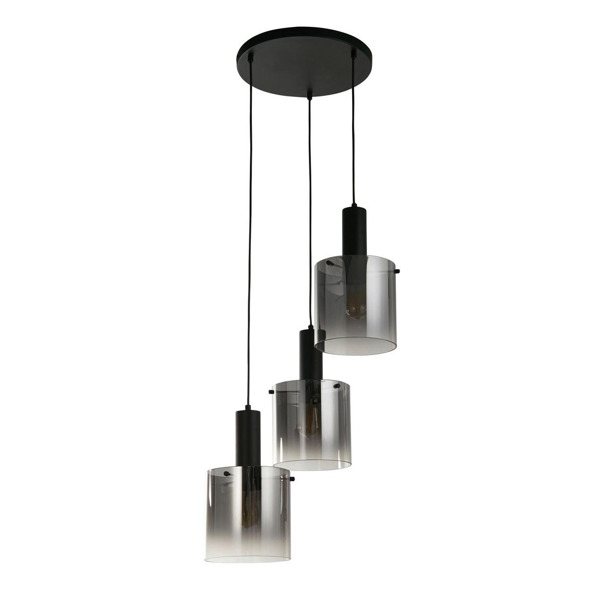 Hängeleuchte 88910-3bk - Schwarz, Design, Glas/Metall (42/35-150cm)