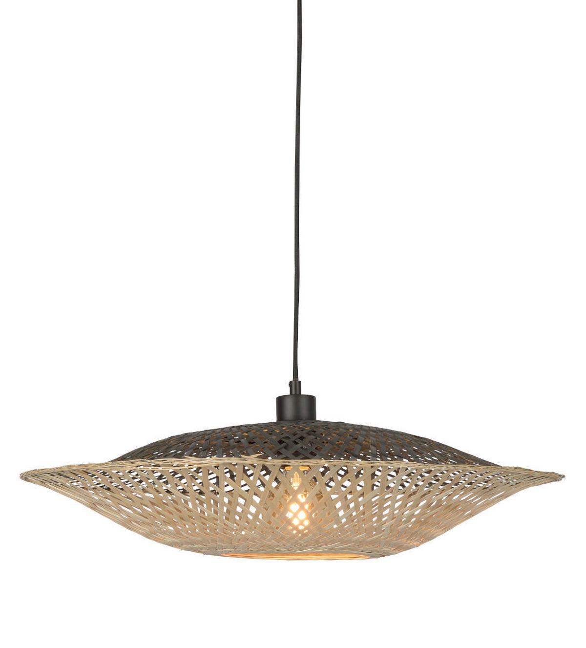 Hängeleuchte Kalimantan H: 15 Cm 1-Flammig - Hellbraun/Schwarz, Natur, Naturmaterialien (60/15cm) - Good & Mojo