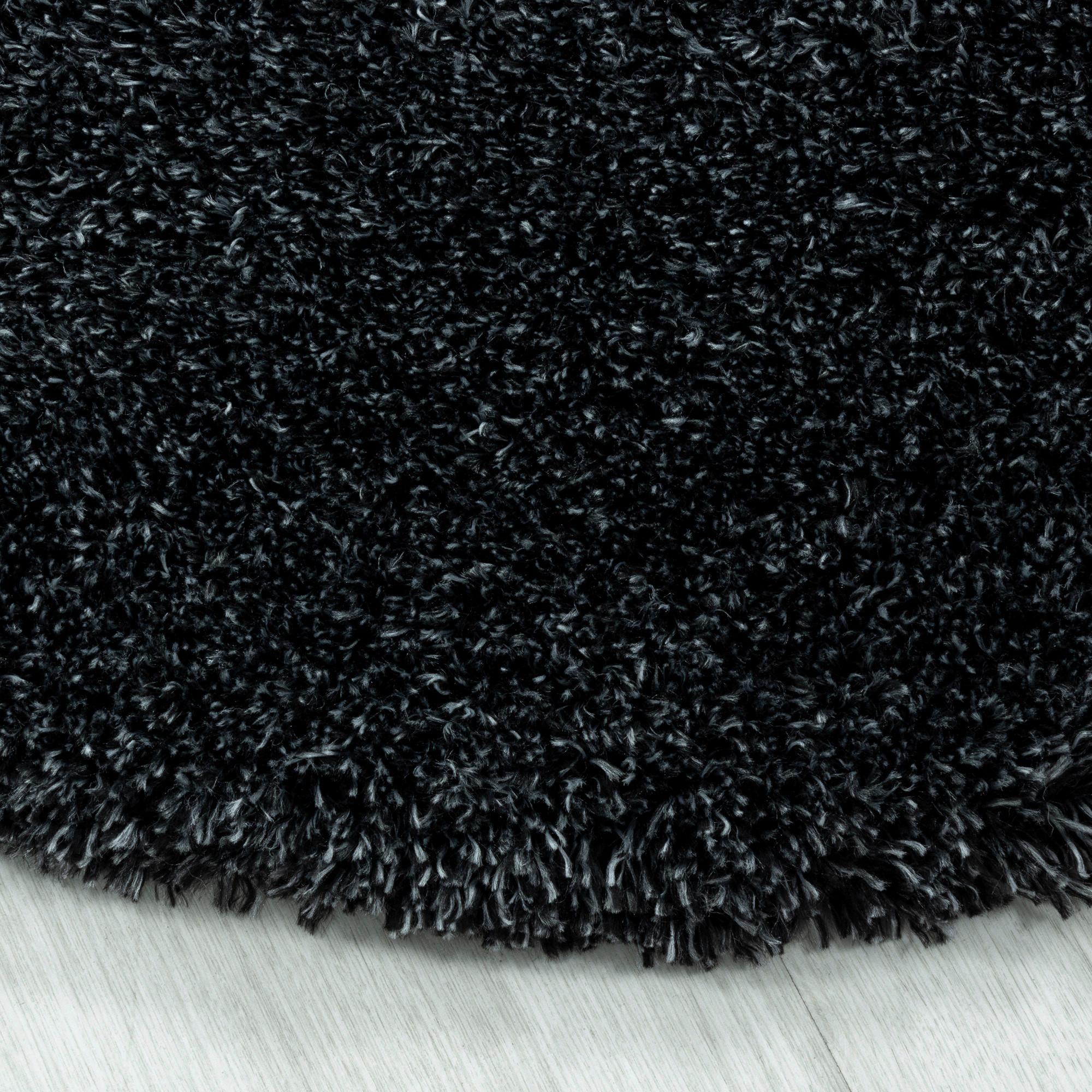 Hochflor Teppich Anthrazit Naturfaser Fluffy Ø 80 cm - Anthrazit, Basics, Textil (80cm)