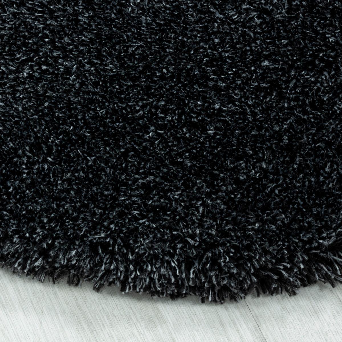 Hochflor Teppich Anthrazit Naturfaser Fluffy Ø 200 cm - Anthrazit, Basics, Textil (200cm)