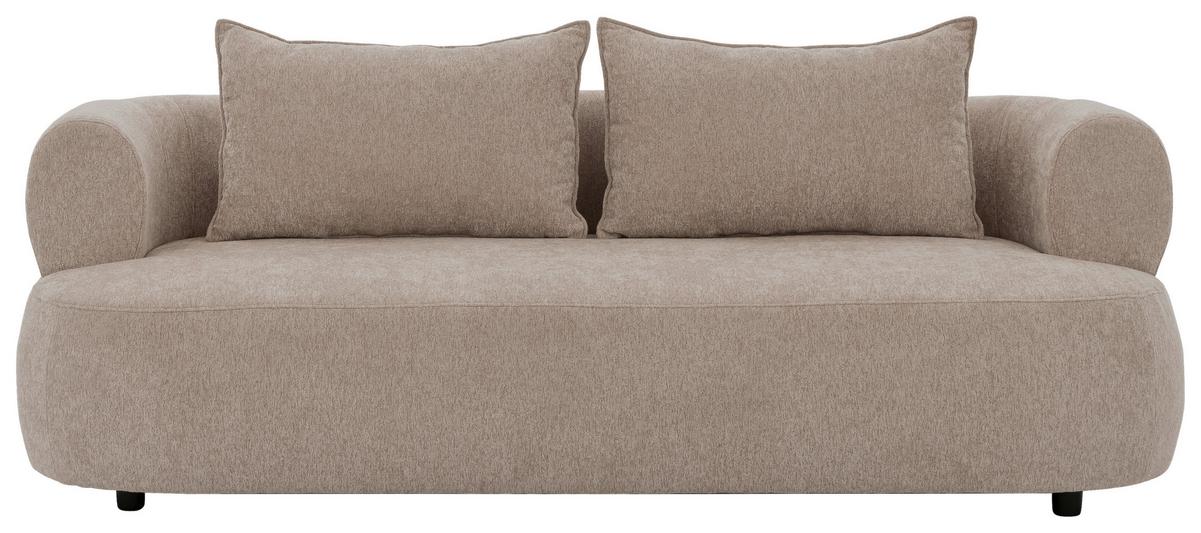 3-Sitzer-Sofa Ferro Hellbraun B: 200 cm - Hellbraun/Schwarz, Design, Textil (200/76/96cm) - Livetastic