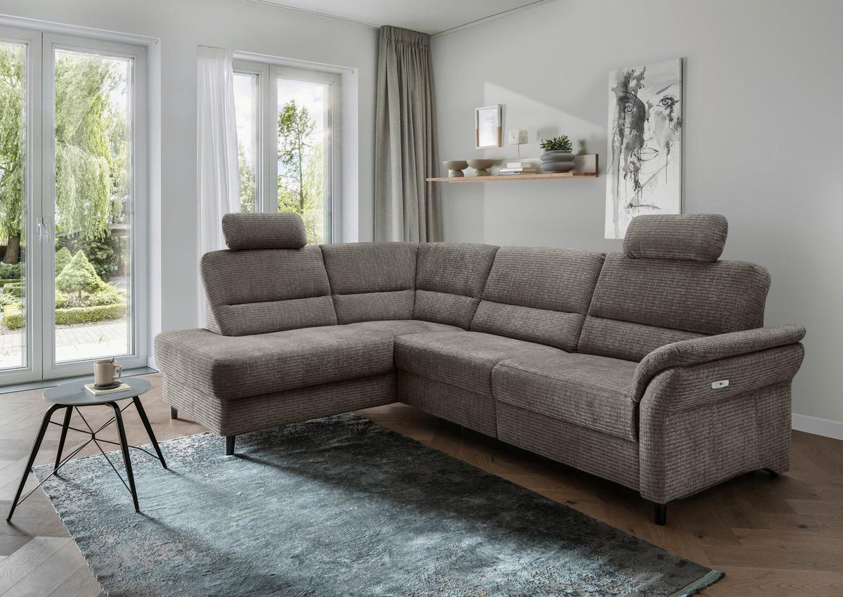 Ecksofa Cavoli Graubraun Relaxfunktion S: 190x266 Cm - Graubraun/Schwarz, MODERN, Textil (190/266cm) - Livetastic