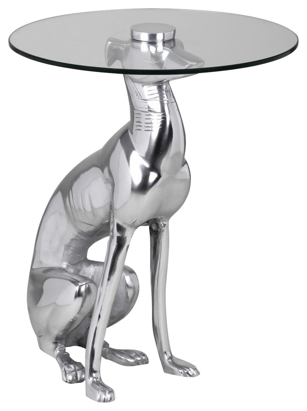 Odkládací stolek stříbrný - barvy stříbra, Moderní, kov/sklo (40/40/50cm) - MID.YOU