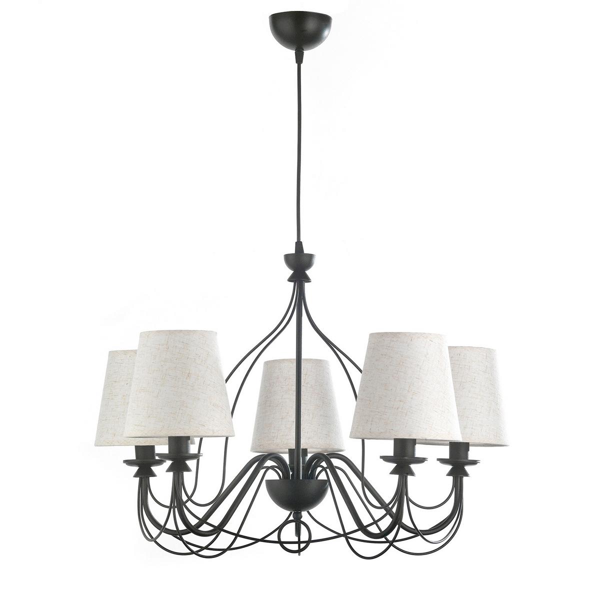 Kronleuchter 5031/5npb - Creme/Schwarz, KONVENTIONELL, Textil/Metall (65/65/130cm)