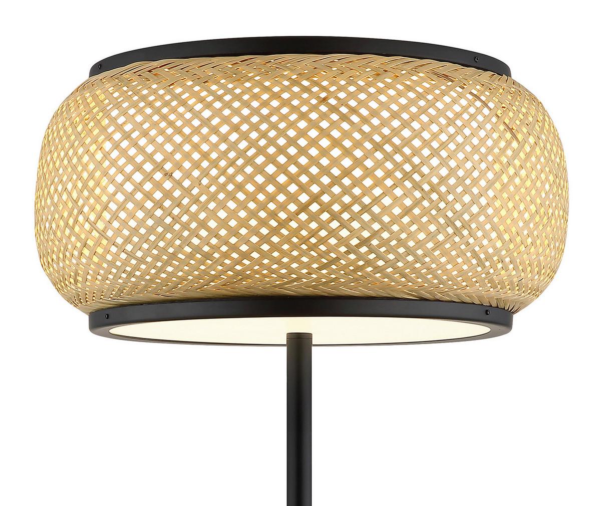 Led-stehleuchte Memory-Funktion - Schwarz/Naturfarben, Design, Holz/Kunststoff (38/146,1cm) - Globo