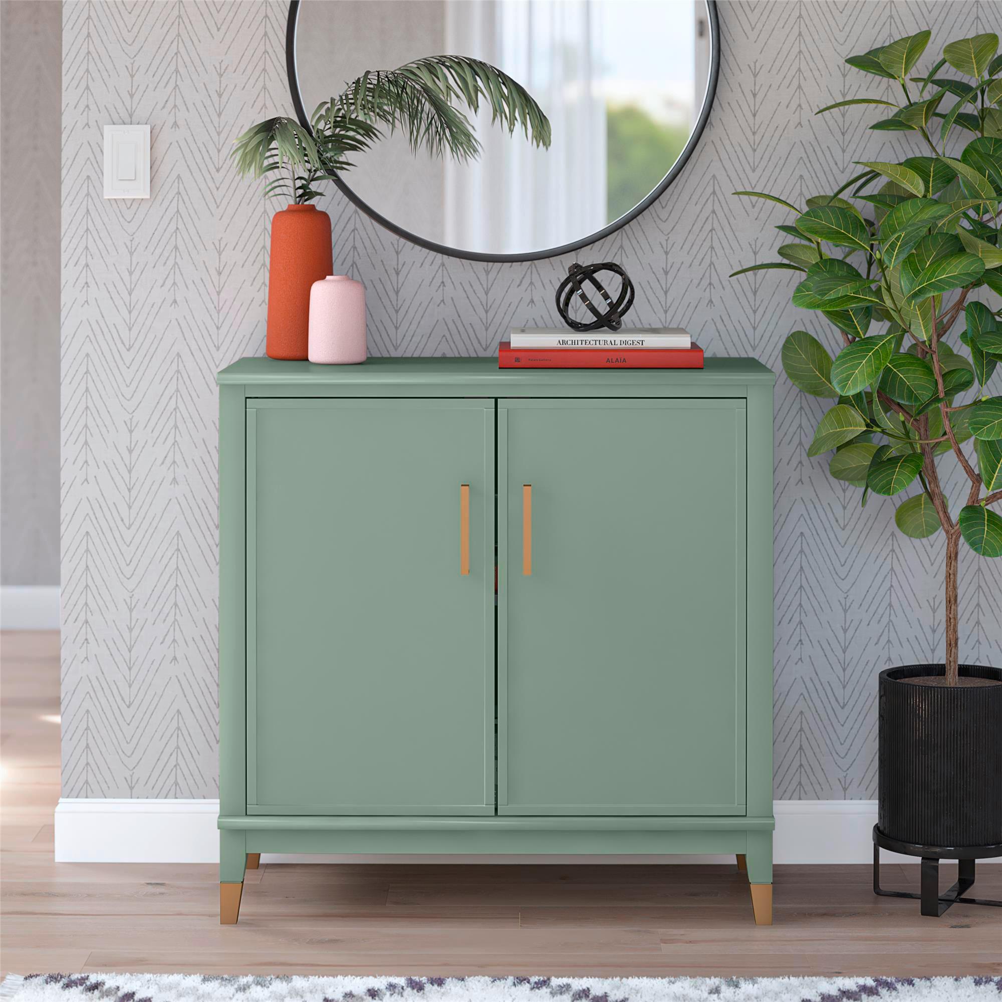 Highboard Westerleigh Hellgrün B: 86 cm - Goldfarben/Hellgrün, Design, Holzwerkstoff/Metall (86/85/41cm) - MID.YOU