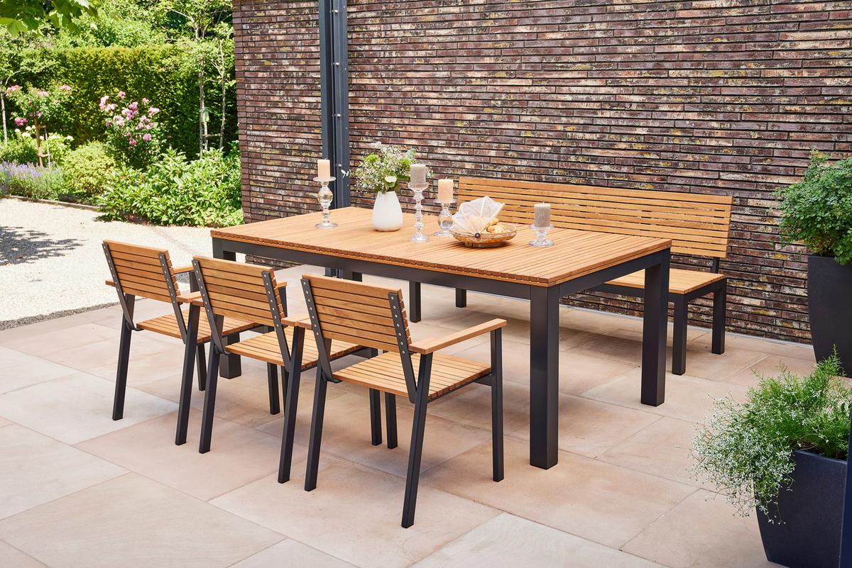 Gartentisch Robinienholz /Metall L 220 cm - Anthrazit/Robinienfarben, KONVENTIONELL, Holz/Metall (220/100/76cm) - Siena Garden