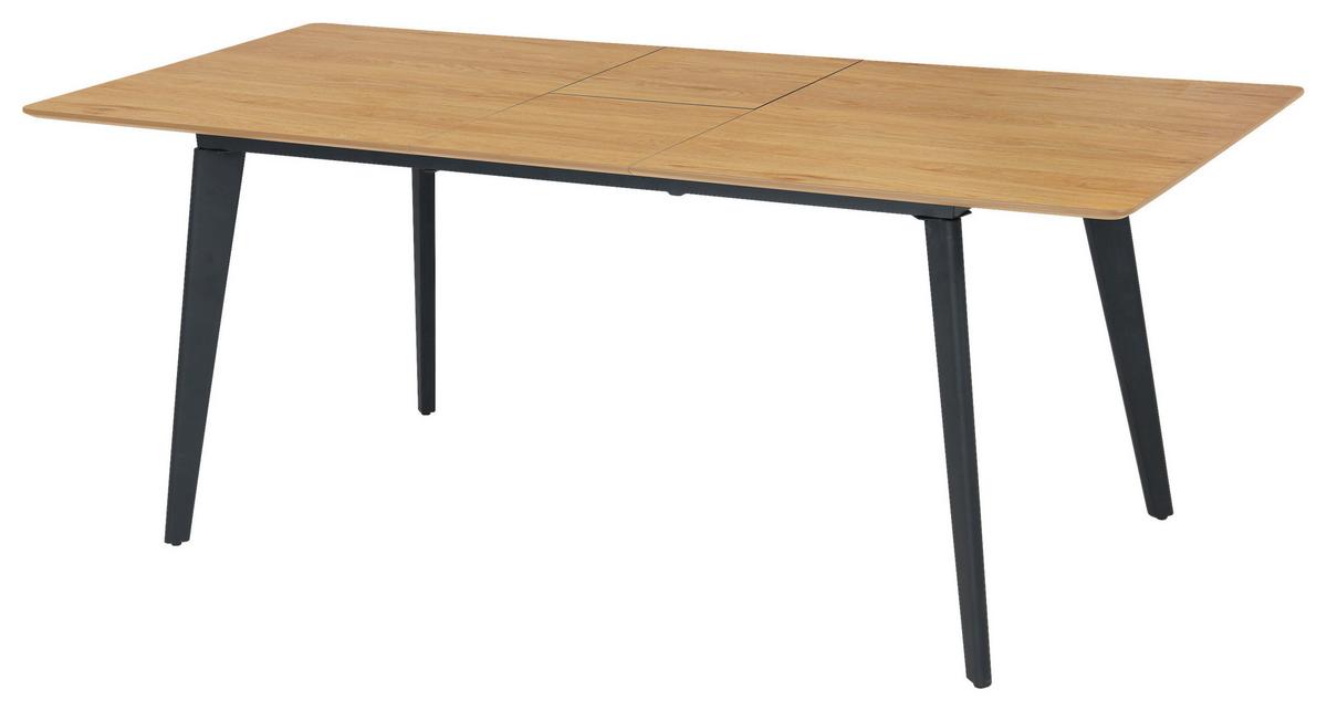 Ausziehtisch Oklahoma B: 160-200 Cm - Eichefarben/Schwarz, Design, Holzwerkstoff/Metall (160-200/90/76cm) - MID.YOU