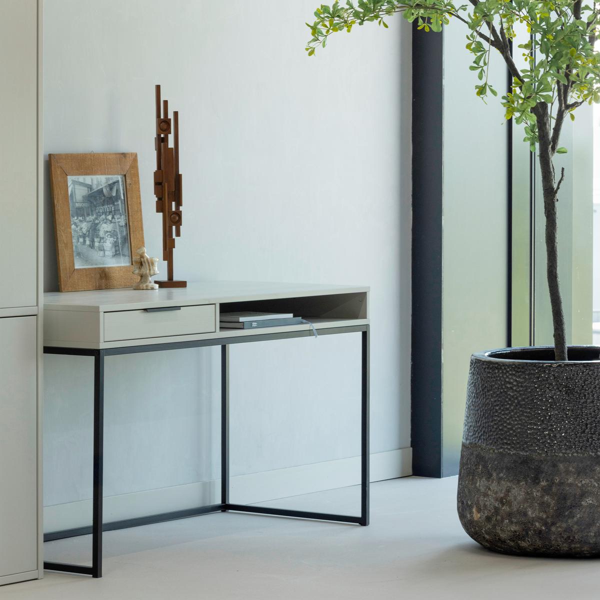 Schreibtisch Nore Grau B: 130 cm - Schwarz/Grau, MODERN, Holz/Metall (130/58/75cm) - Livetastic