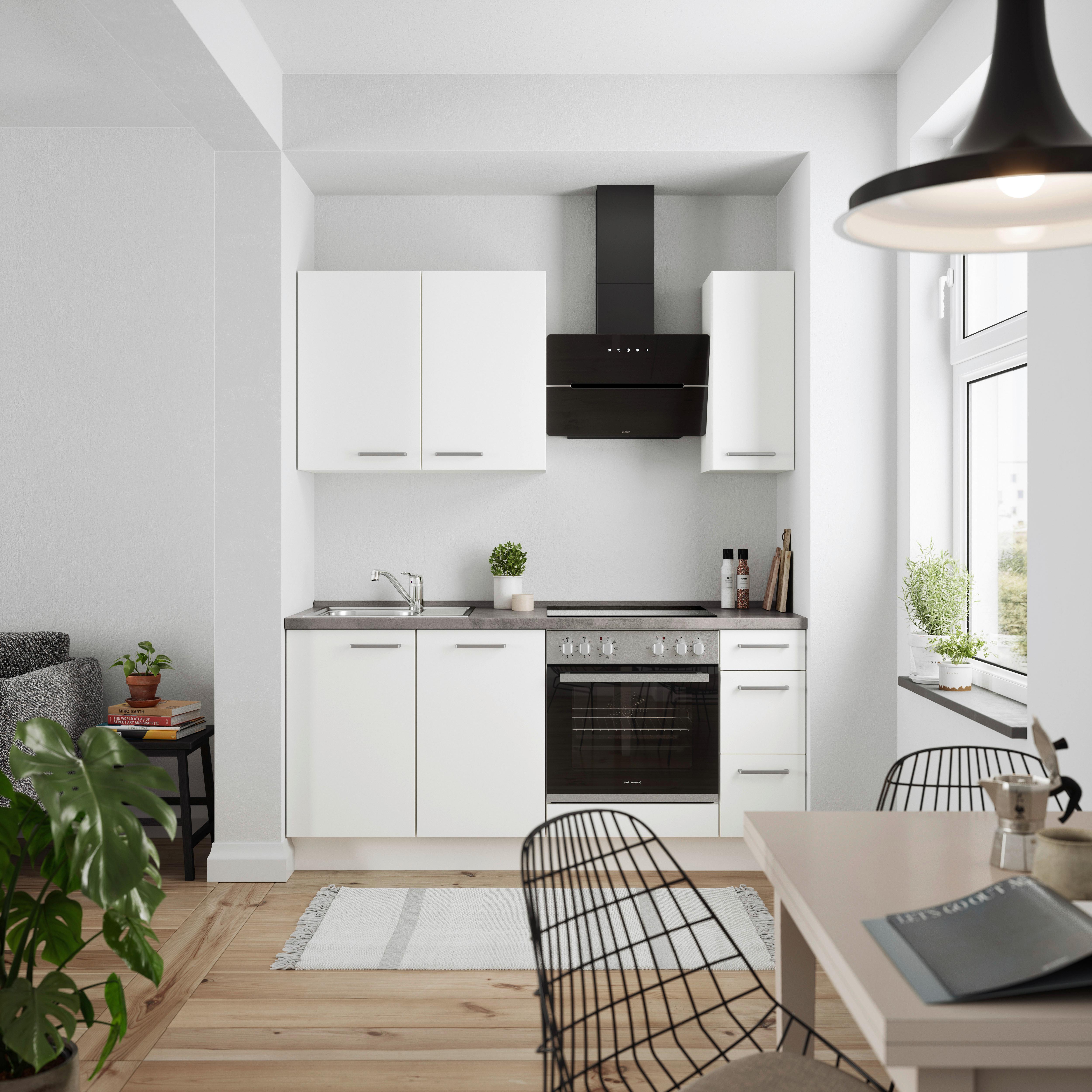 KÜCHENLEERBLOCK TOUCH HIGH - LINE, H1 RECHTS - Weiß/Grau, MODERN, Holzwerkstoff (180cm) - Nobilia