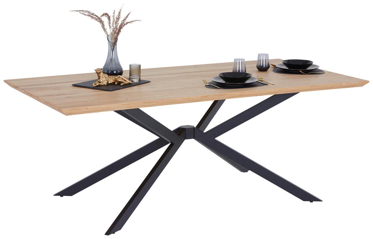 Esstisch mit Echtholz-Platte Woodstyle 200x100cm Wildeiche - Wildeiche/Schwarz, MODERN, Holz/Metall (200/77/100cm)