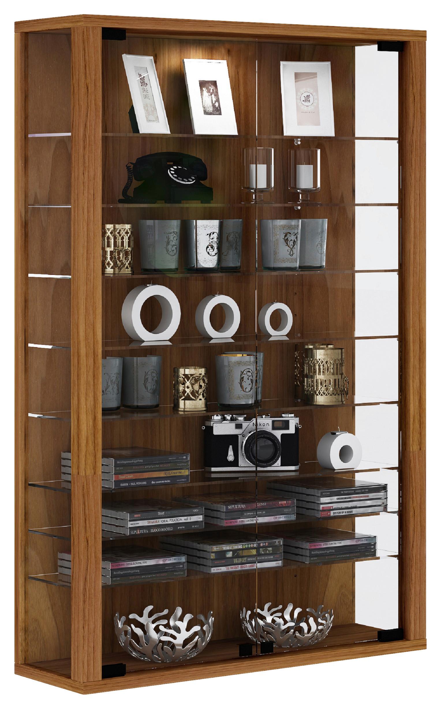 Vitrine Vitrosa Nussbaumfarben Dekor B: 59 cm - Nussbaumfarben/Schwarz, Design, Glas/Holzwerkstoff (59/91/18cm) - MID.YOU