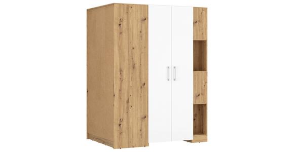 Eckschrank Begehbar mit Regal 150cm Box, Eiche Dekor/Weiß - Eichefarben/Weiß, MODERN, Holzwerkstoff (150/205/120cm) - Ondega