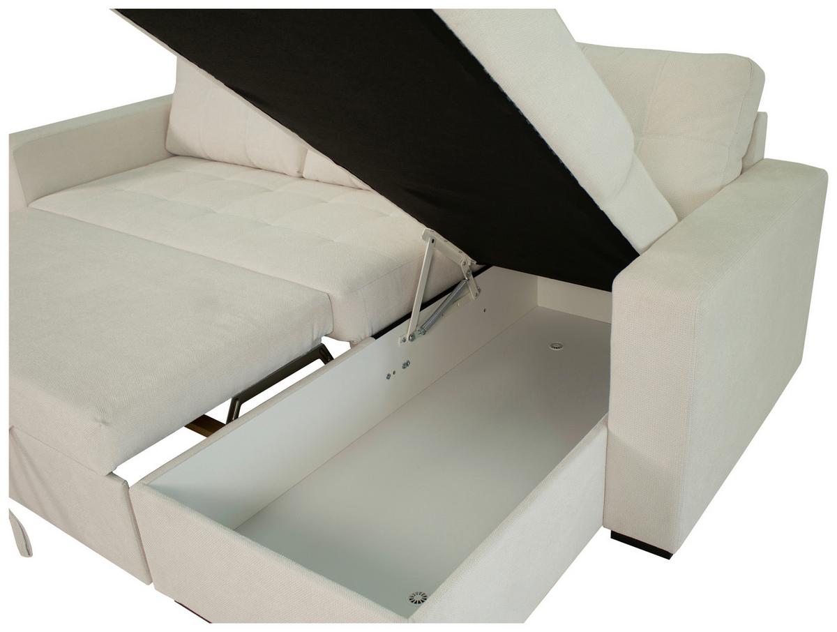 Sedačka TURIN, obojstranná, slonovinová tk. CROWN - slonovinová, Trend, kov/drevo (239/160cm)