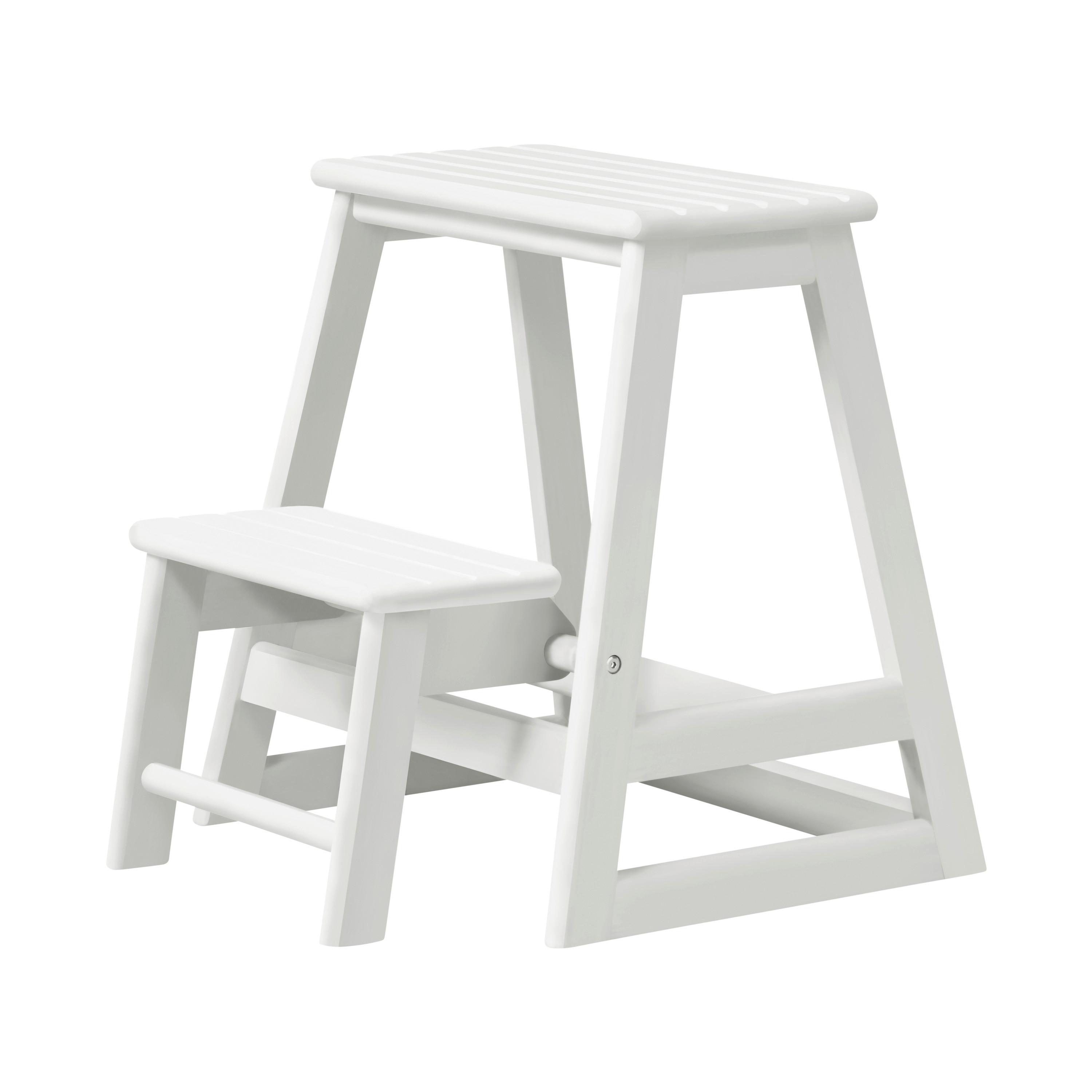 Titthocker Skala, Weiß 45,5x49x38,5 cm - Weiß Hochglanz, Natur, Holz (45,5/49/38,5cm) - Gardenson