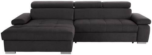 Ecksofa Mit Bettkasten Perry Graphitfarben 292x183 Cm - Silberfarben/Graphitfarben, Design, Textil (183/292cm) - Livetastic