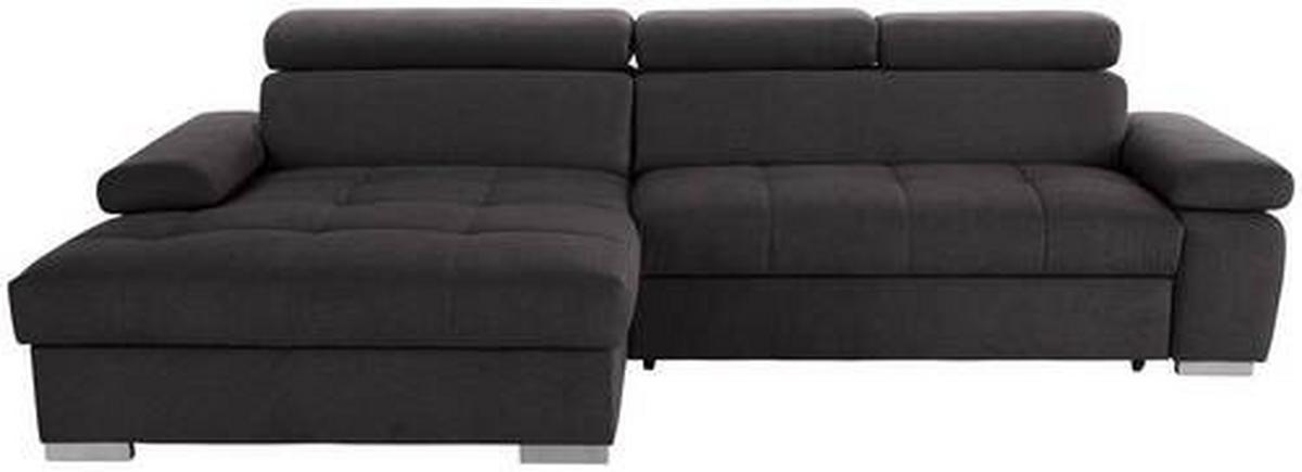 Ecksofa Mit Bettkasten Perry Graphitfarben 292x183 Cm - Silberfarben/Graphitfarben, Design, Textil (183/292cm) - Livetastic