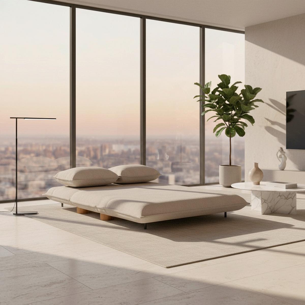 Rozkládací pohovka BELLA, béžová, max. 240 kg - přírodní barvy/béžová, Moderní, kov/dřevo (141/77/85cm) - Bessagi Home