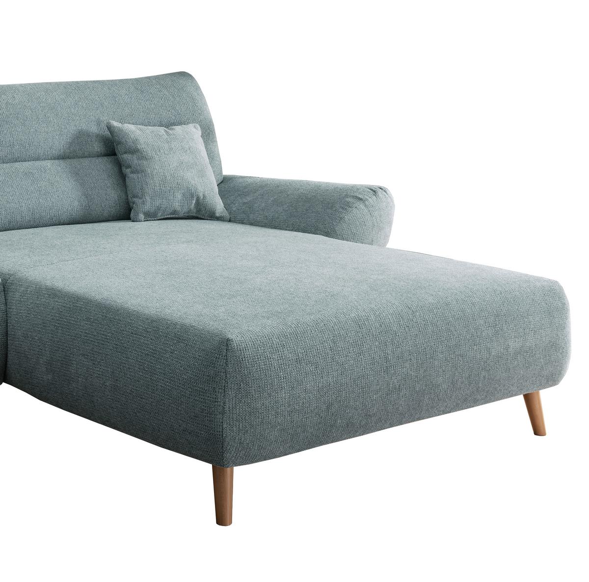 Ecksofa Chenille Blau S: 290x166 Cm - Wildeiche/Mintgrün, MODERN, Textil (290/166cm) - MID.YOU