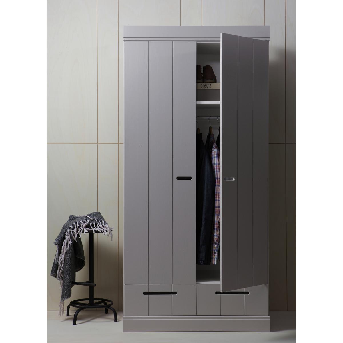 Drehtürenschrank Connect, Concrete Grey 94 Cm - Grau, Design, Holz (94/195/53cm) - Livetastic