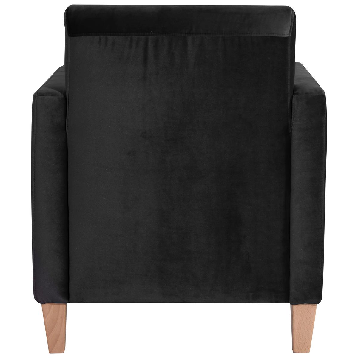 Polstersessel Mit Armlehnen Milla Samt/velours Schwarz - Schwarz/Naturfarben, Design, Textil (71/81/70cm) - Max Winzer