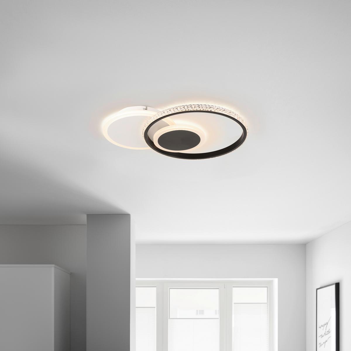 Stropní svítidlo Rulm, D/Š: 45/32cm,čier.bílá - bílá/černá, Moderní, kov/plast (45/32/6,5cm) - Modern Living