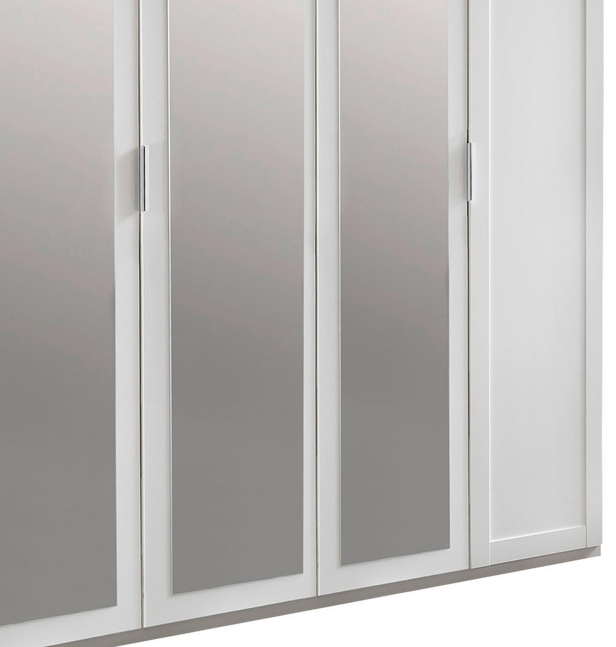 Drehtürenschrank Mit Spiegel 225cm Nadja, Weiß - Weiß, KONVENTIONELL, Glas/Holzwerkstoff (225/210/58cm) - MID.YOU