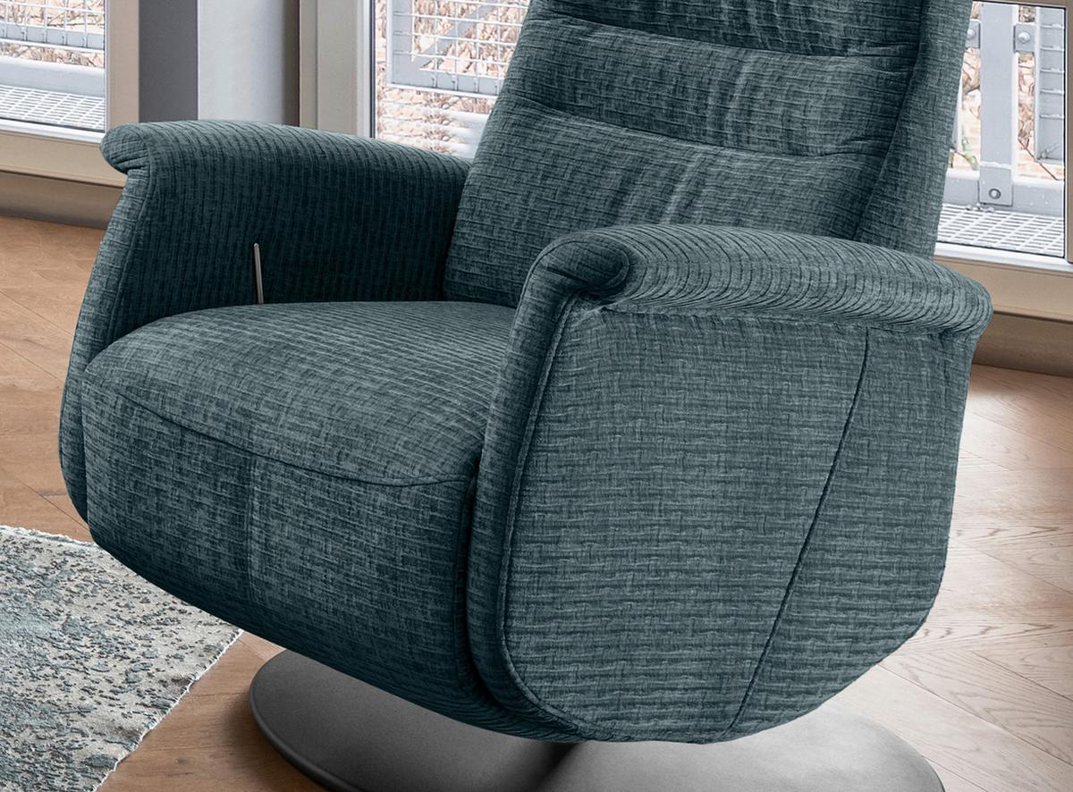 Relaxsessel Latina Blau 360 Grad Drehbar, B: 72 Cm - Blau/Schwarz, MODERN, Textil (72/118/85-165cm) - Livetastic