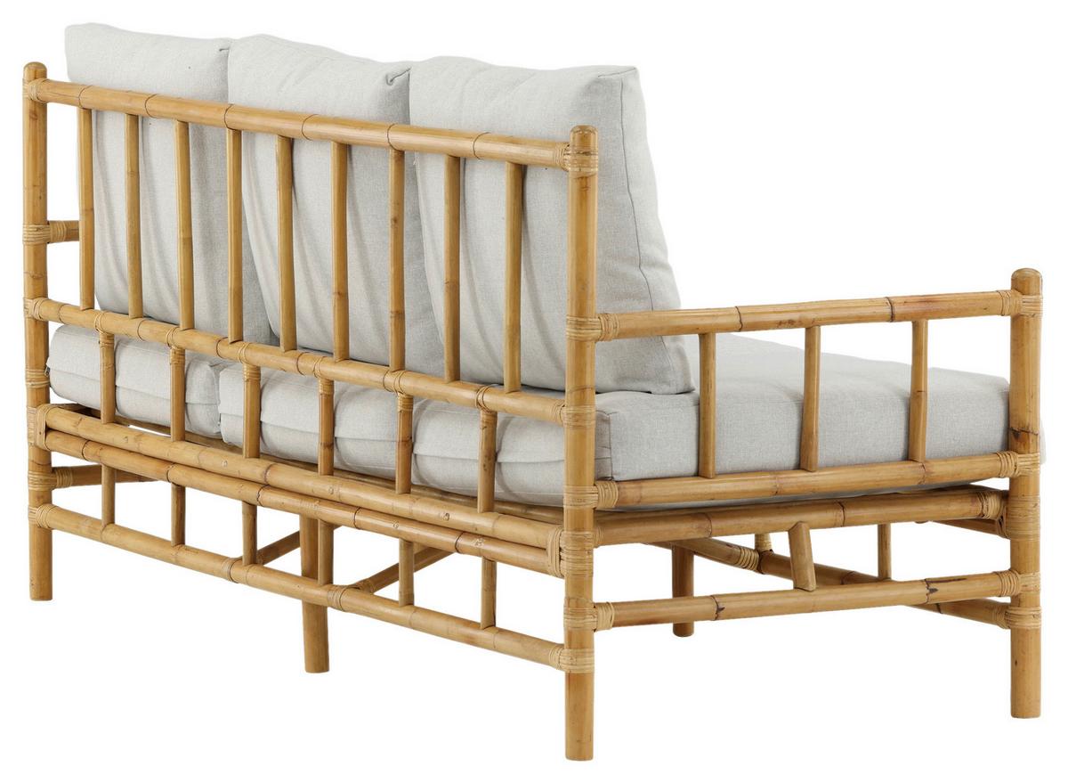 Loungesofa Cane - Hellbraun/Creme, KONVENTIONELL, Holz/Textil (180/88/77cm) - Gardenson