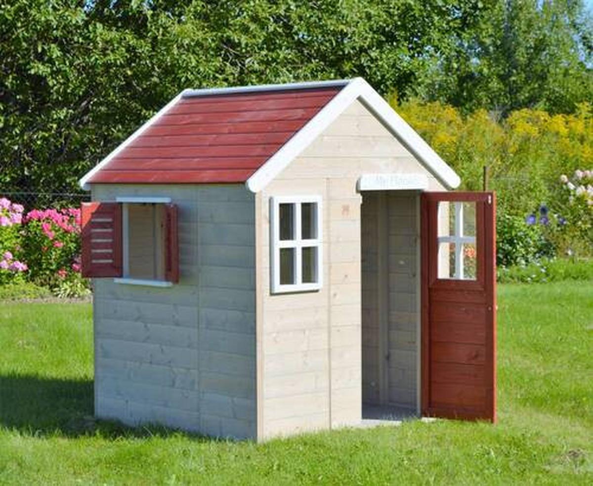 Spielhaus Gecko Naturfarben/rot, B: 120 Cm - Rot/Naturfarben, KONVENTIONELL, Holz (120/155/120cm)