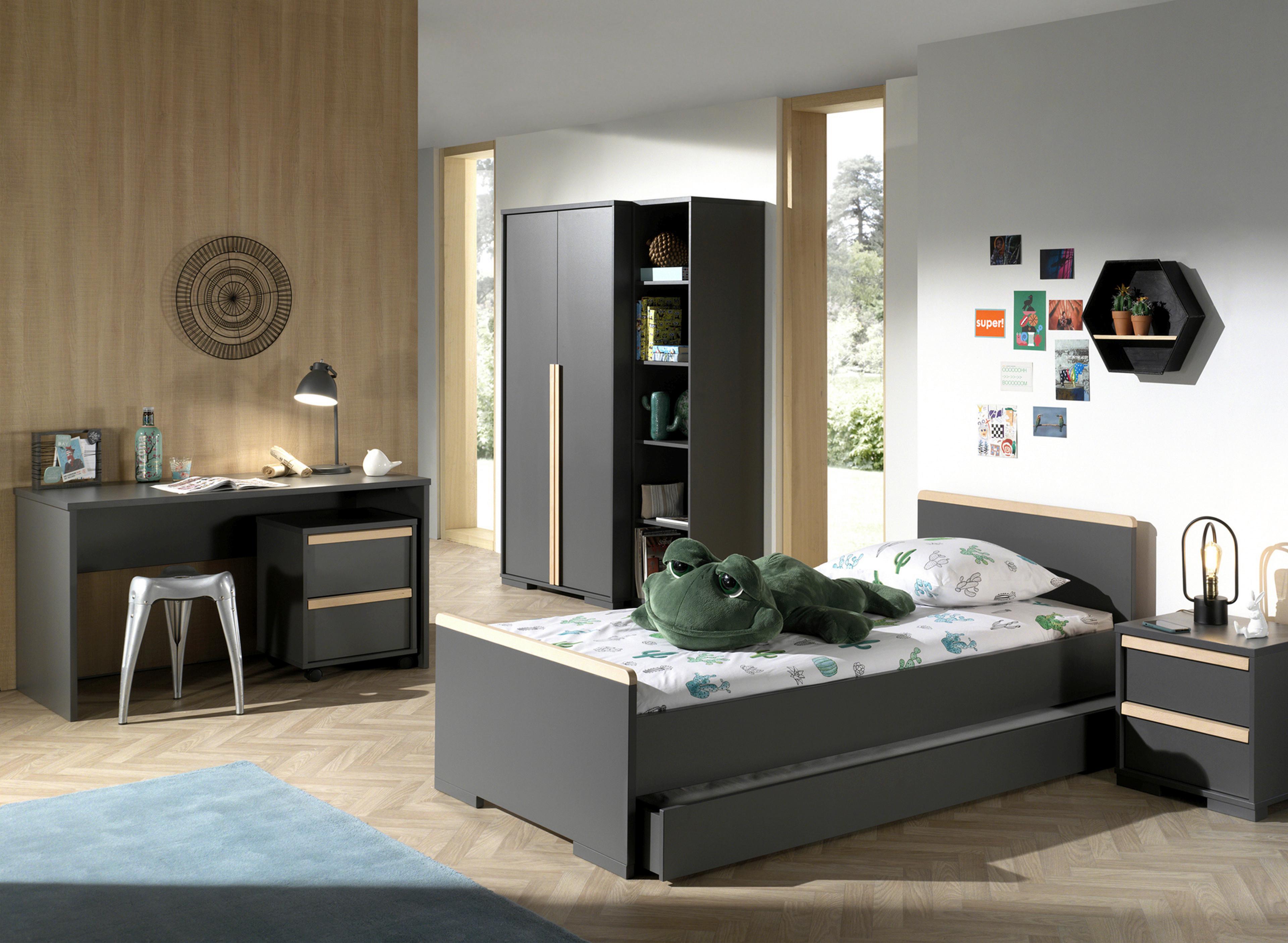 Drehtürenschrank 98,5cm London, Anthrazit - Anthrazit, MODERN, Holzwerkstoff (98,5/195,2/56cm) - MID.YOU