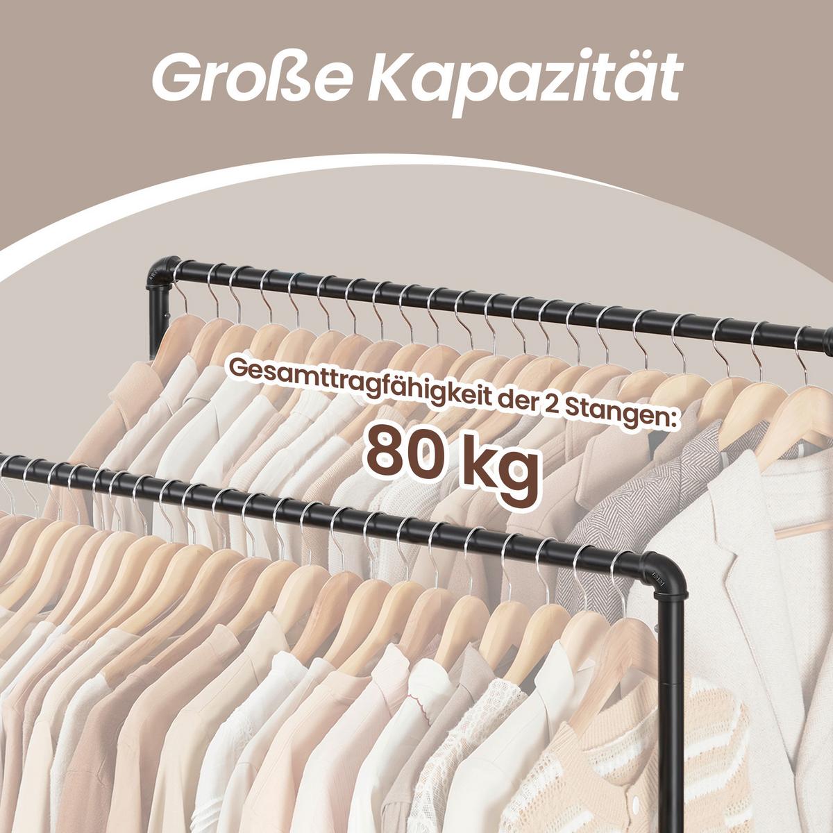 Kleiderwagen Schwarz B: 100 cm - Schwarz, Basics, Kunststoff/Metall (100/162/59cm)