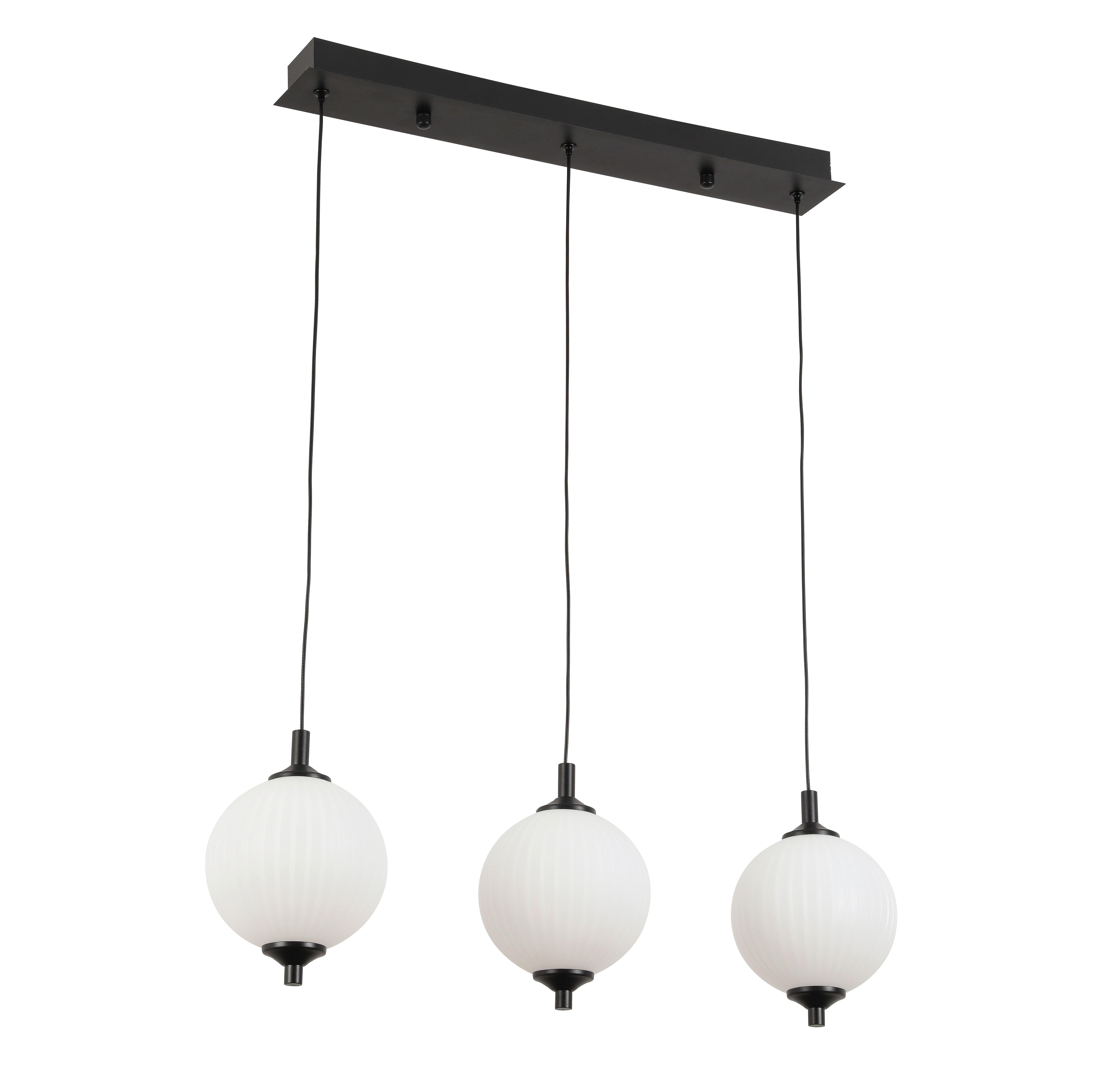 Závěsné svítidlo Wilm, V: ca 120cm, černá - bílá/černá, Moderní, kov/plast (65/15/120cm) - Modern Living