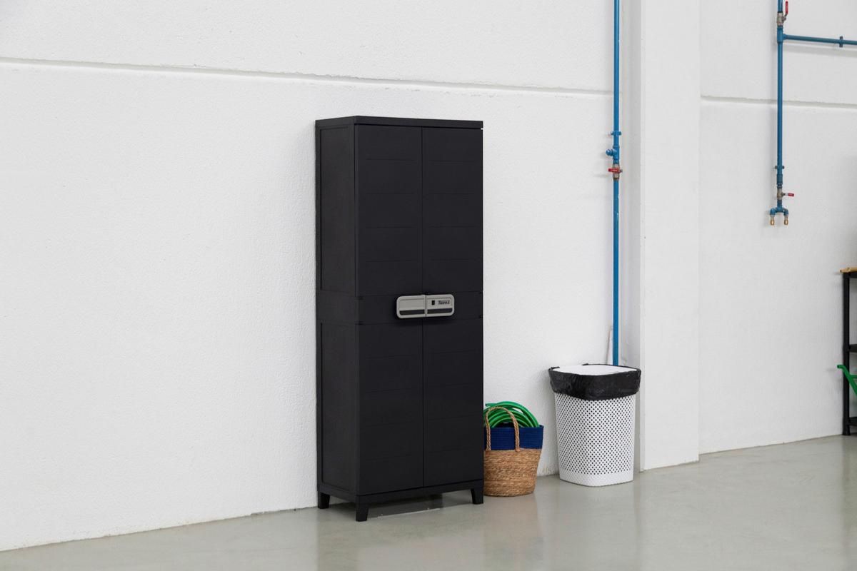 Geräteschrank 66/172/40 cm - Anthrazit, Basics, Kunststoff (66/172/40cm)