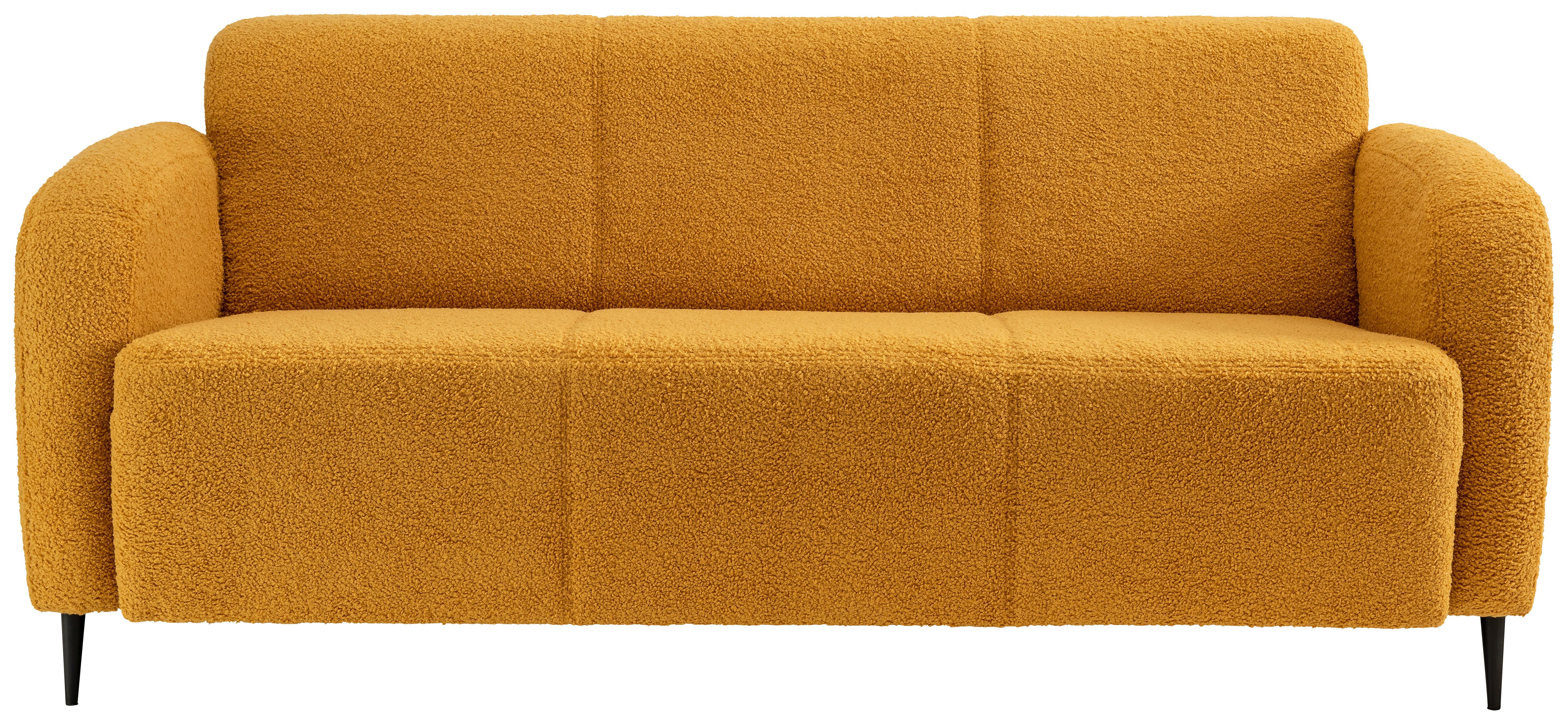 3-Sitzer-Sofa Marone Gelb Teddystoff - Gelb/Schwarz, MODERN, Textil (185/76/90cm) - Livetastic