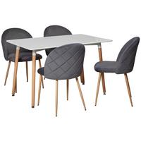 Tischgruppe Ilana - Buchefarben/Weiß, LIFESTYLE, Holz/Holzwerkstoff (120/51/75/83/80/57cm) - Livetastic
