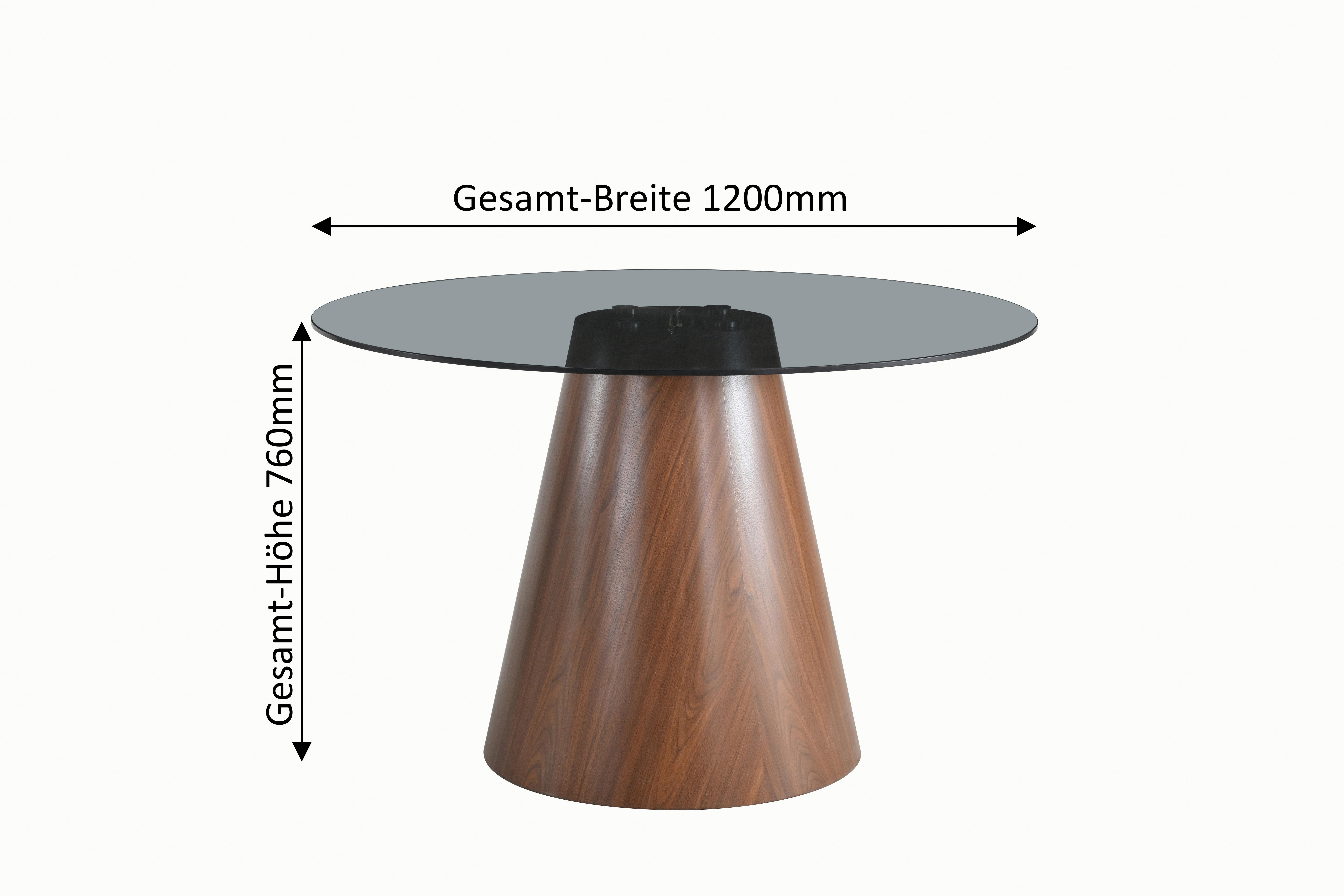 Esstisch Sienna Walnussfarben/D-Grau L: 120 cm - Dunkelgrau/Walnussfarben, MODERN, Glas/Holzwerkstoff (120/76cm) - MID.YOU