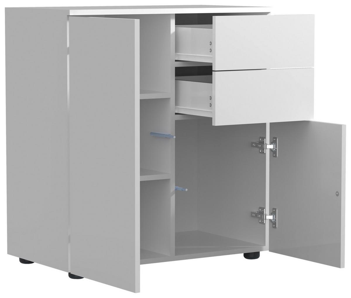 Kommode Dalrosa Weiß - Anthrazit/Weiß, MODERN, Holzwerkstoff (70/77/39cm) - MID.YOU