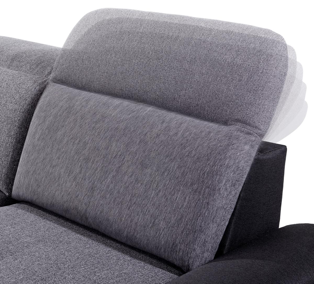 Ecksofa Mit Schlaffunktion + Bettkasten Malaga, Webstoff - Silberfarben/Graphitfarben, KONVENTIONELL, Textil (203/286cm) - Ondega