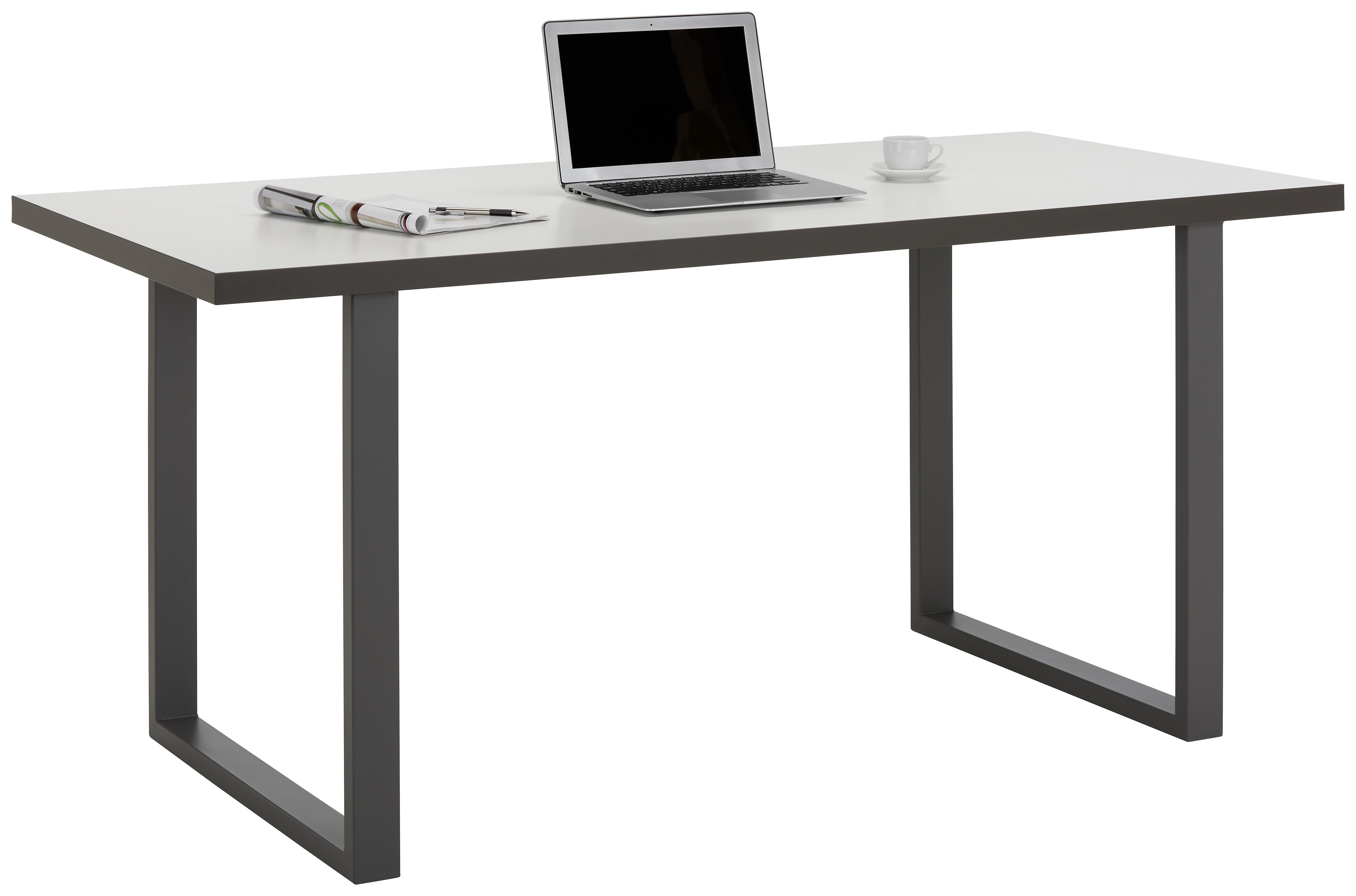 Písací stôl KEFLAVIK -EXKLUSIV- - sivá/biela, Modern, kov/kompozitné drevo (160/74,1/75cm) - Mömax