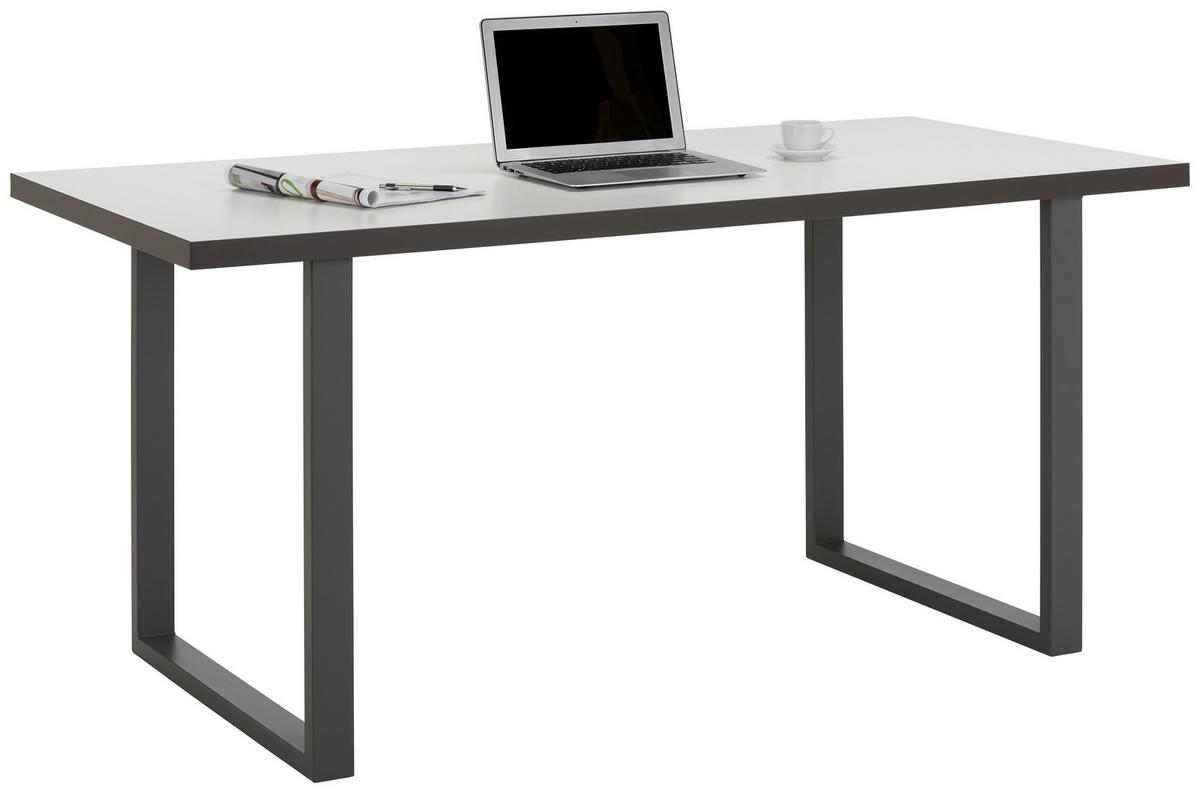 Psací stůl KEFLAVIK -EXKLUSIV- - šedá/bílá, Moderní, kov/kompozitní dřevo (160/74,1/75cm) - Mömax
