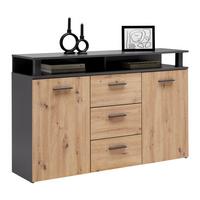ŠIROKÁ KOMODA MONTANA -EXKLUSIV- - antracitová/dub artisan, Modern, kompozitné drevo/plast (140/90,6/38cm) - Mömax