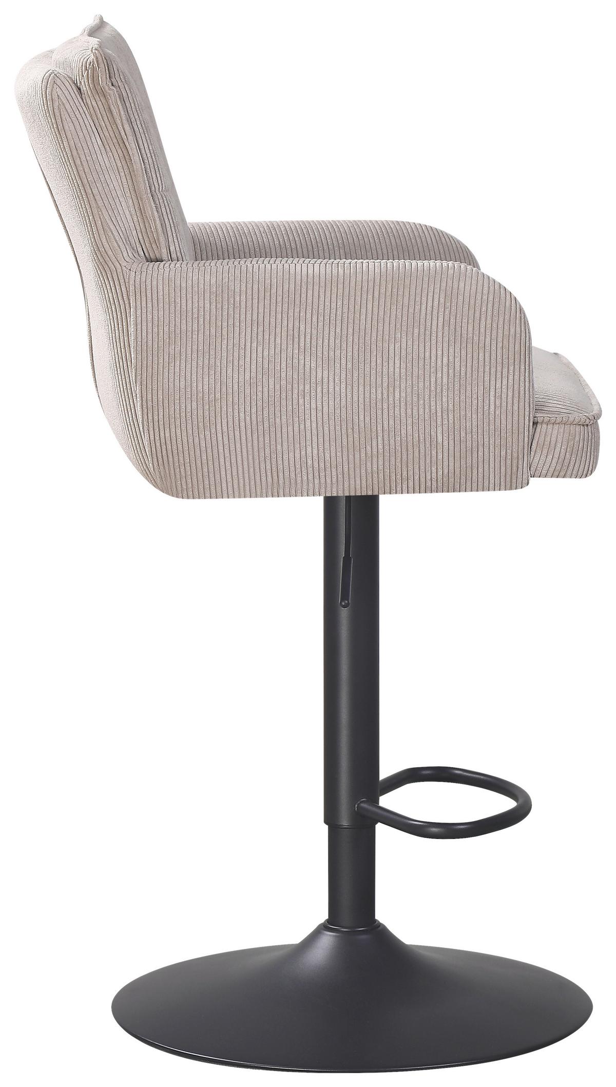 Barhocker Kai Grau höhenverstellbar mit Lehne - Schwarz/Grau, KONVENTIONELL, Textil/Metall (57/100-121/57cm) - MID.YOU