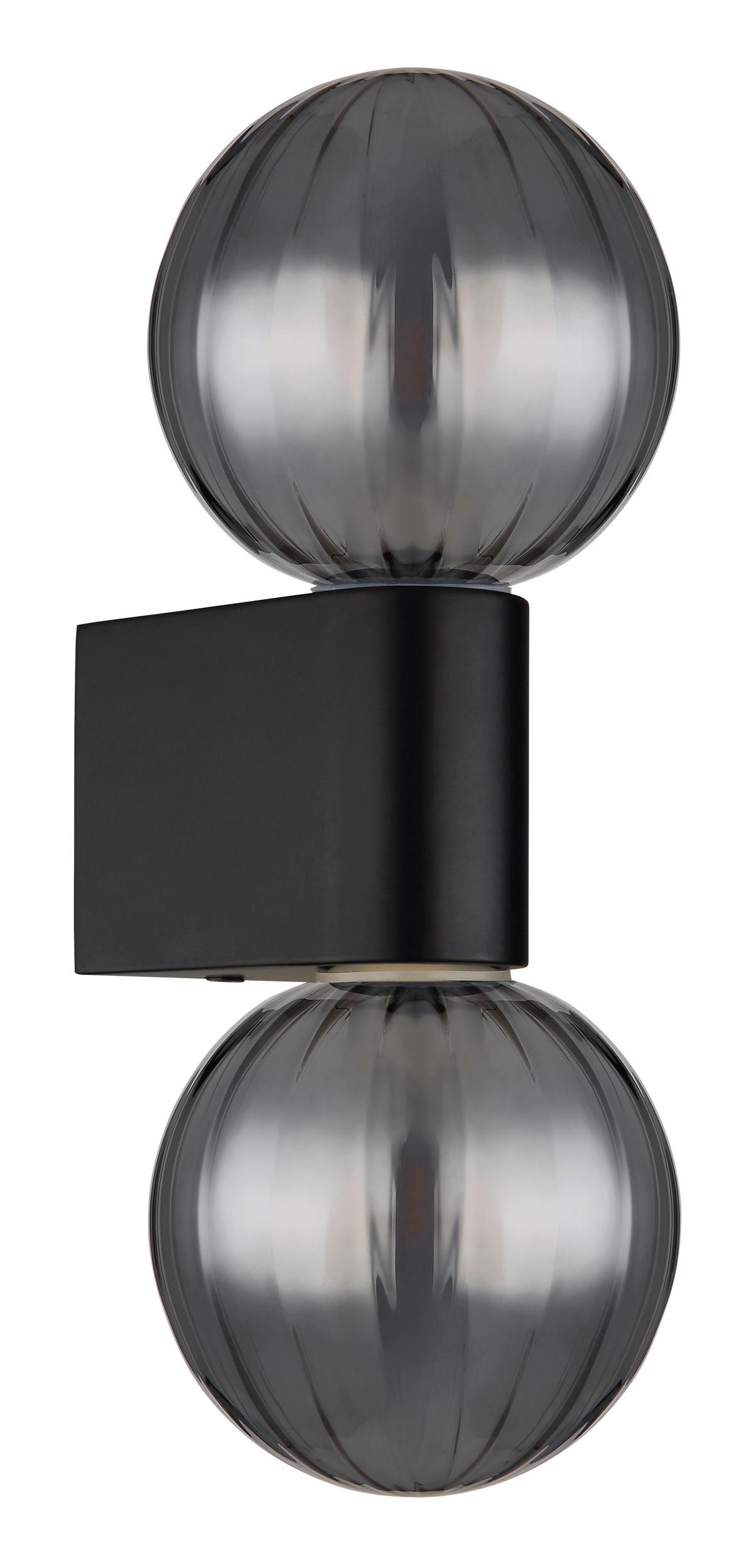 Badezimmer-Wandleuchte 41928-2 - Schwarz, KONVENTIONELL, Glas/Metall (26,5/10/12cm) - Globo